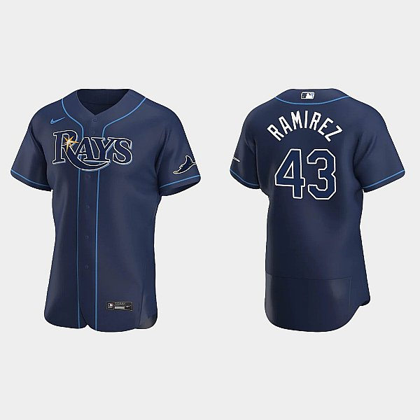 Mens Tampa Bay Rays #43 Harold Ramirez Nike Navy Alternate Flex Base Player Jersey