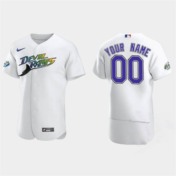 Men's Youth Tampa Bay Rays Custom White 25th Anniversary Authentic Jersey