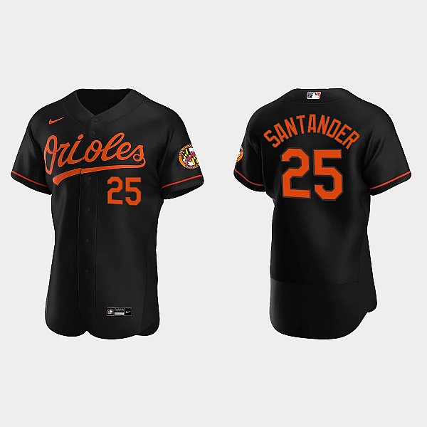 Mens Baltimore Orioles #25 Anthony Santander Black Alternate FlexBase Player Jersey
