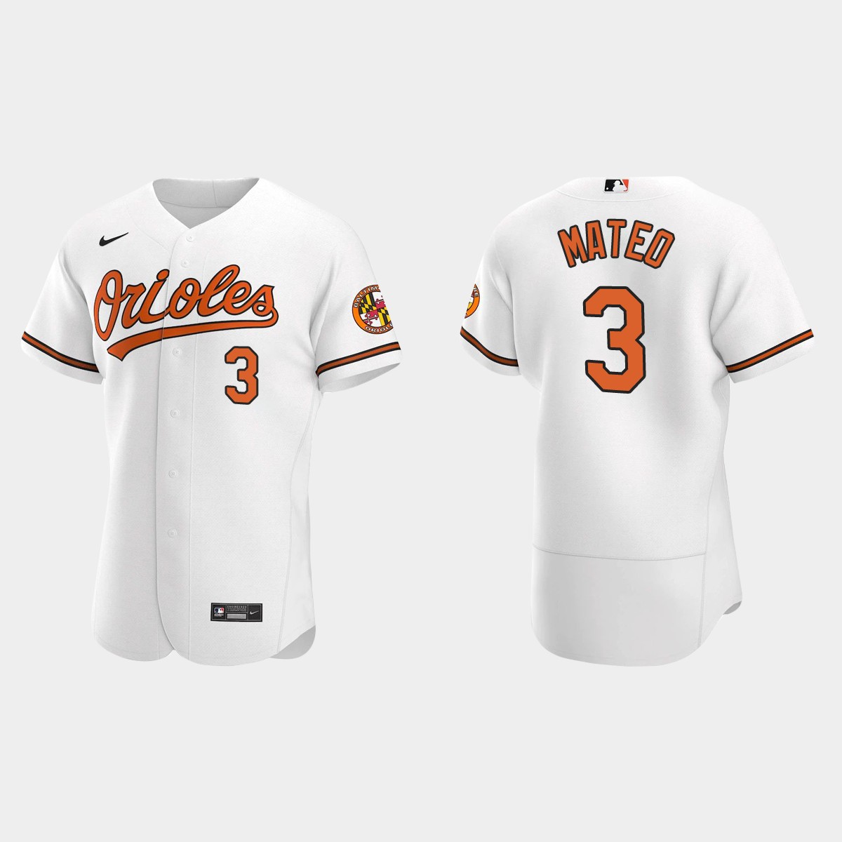 Mens Baltimore Orioles #3 Jorge Mateo Nike Home White Flexbase Jersey