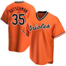 Mens Baltimore Orioles #35 Adley Rutschman Orange Pullover Nike Cooperstown Collection Jersey
