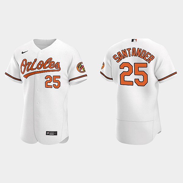 Mens Baltimore Orioles #25 Anthony Santander Nike Home White Flexbase Jersey