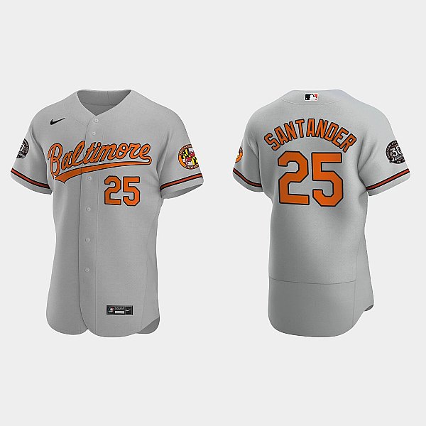 Mens Baltimore Orioles #25 Anthony Santander Nike Grey Road Flexbase Jersey