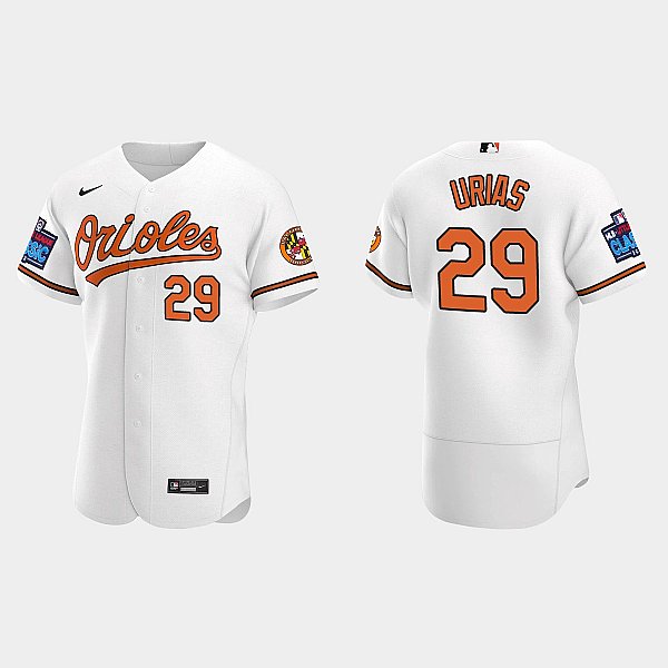 Mens Baltimore Orioles Retired Player #29 Ramon Urias Nike Home White Flexbase Jersey