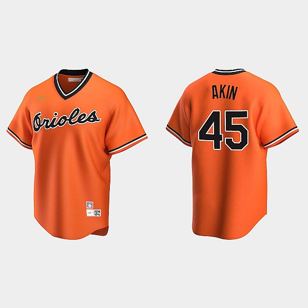 Mens Baltimore Orioles #45 Keegan Akin Orange Pullover Nike Cooperstown Collection Jersey