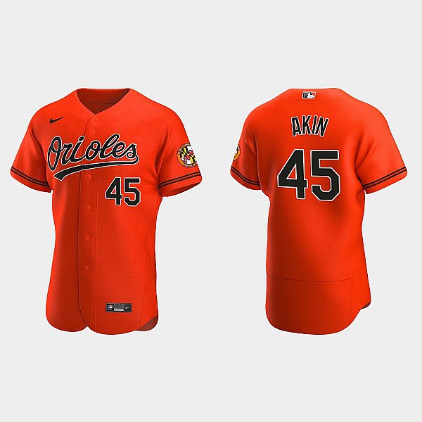 Mens Baltimore Orioles #45 Keegan Akin Nike Orange Alternate Flexbase Jersey