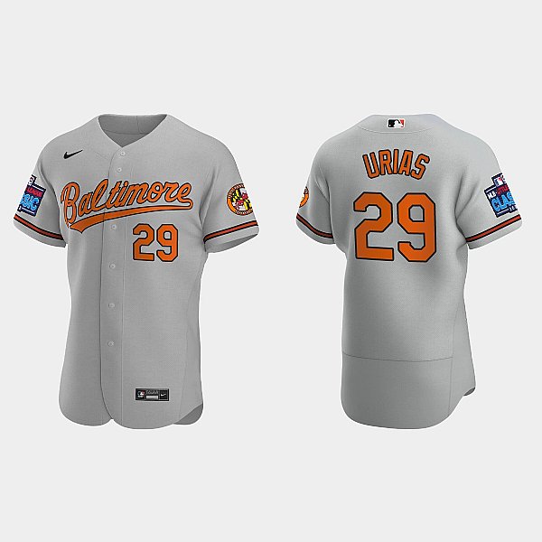 Mens Baltimore Orioles Retired Player #29 Ramon Urias Nike Grey Road Flexbase Jersey