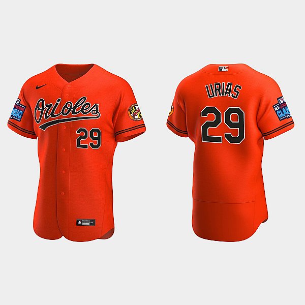 Mens Baltimore Orioles Retired Player #29 Ramon Urias Nike Orange Alternate Flexbase Jersey