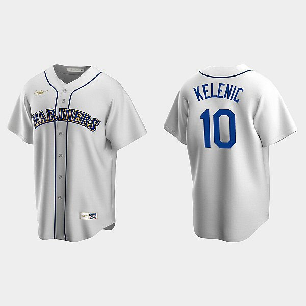 Men's Seattle Mariners #10 Jarred Kelenic Nike White Cooperstown Collection Jersey