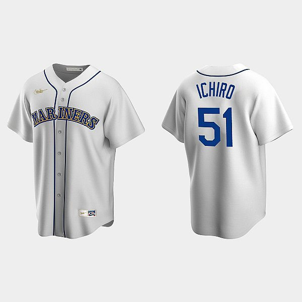 Men's Seattle Mariners Retired Player #51 Ichiro Suzuki Nike White Cooperstown Collection Jersey