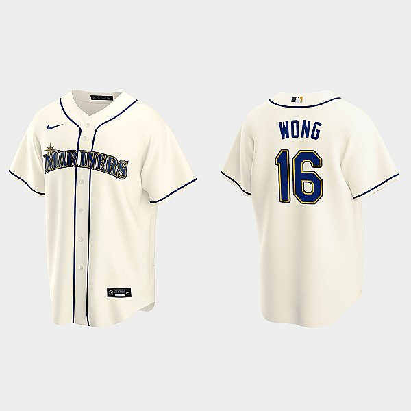 Men's Seattle Mariners #16 Kolten Wong Nike Cream Alternate Cool Base Jersey
