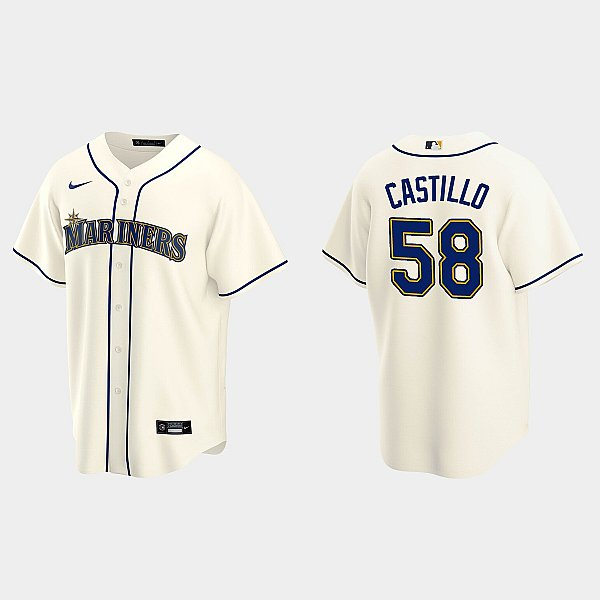 Men's Seattle Mariners #58 Luis Castillo Nike Cream Alternate Cool Base Jersey