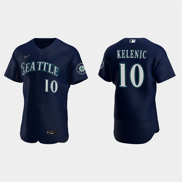 Men's Seattle Mariners #10 Jarred Kelenic Nike Navy Alternate FlexBase Player Jersey