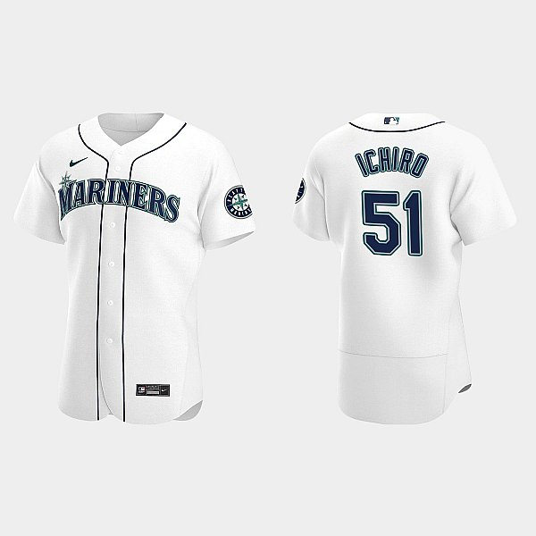 Men's Seattle Mariners Retired Player #51 Ichiro Suzuki Nike White Home Flex Base Player Jersey