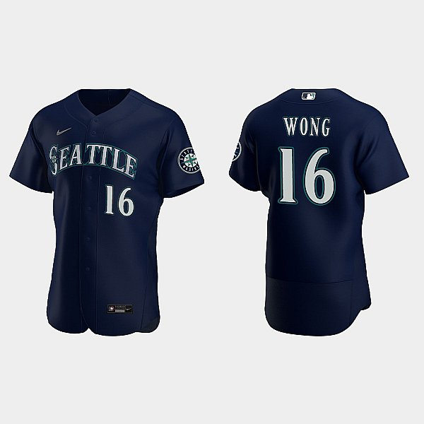 Men's Seattle Mariners #16 Kolten Wong Nike Navy Alternate FlexBase Player Jersey