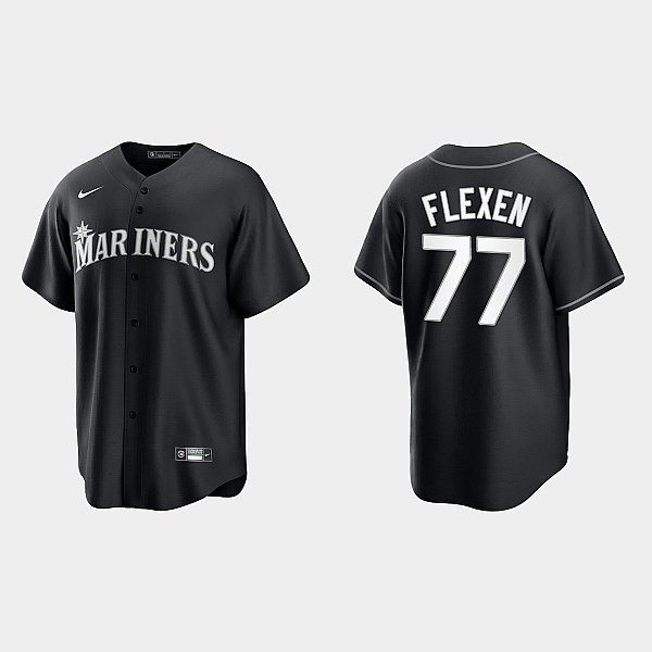 Men's Seattle Mariners #77 Chris Flexen Nike Black Collection Jersey