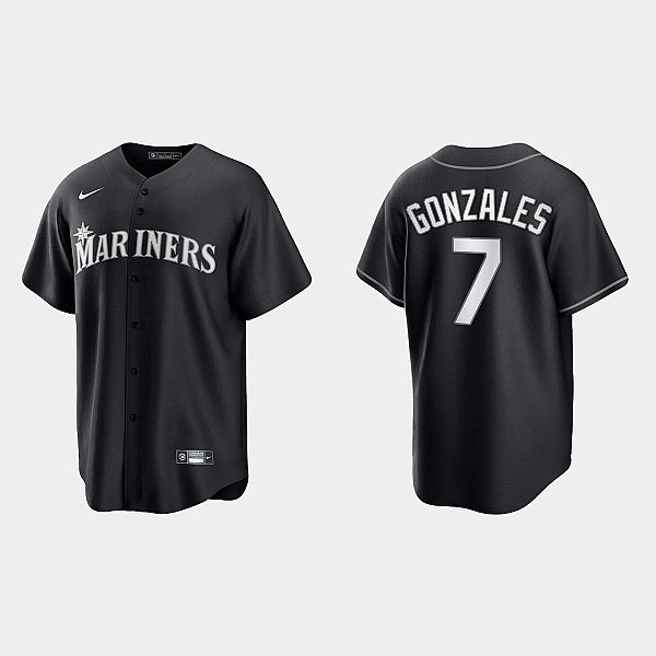Men's Seattle Mariners #7 Marco Gonzales Nike Black Collection Jersey
