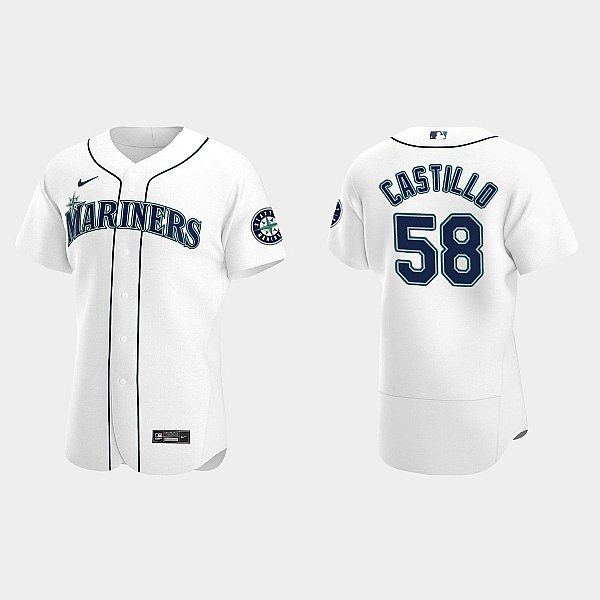 Men's Seattle Mariners #58 Luis Castillo Nike White Home Flex Base Player Jersey