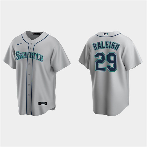 Men's Seattle Mariners #29 Cal Raleigh Nike Gray Road Flex Base Player Jersey