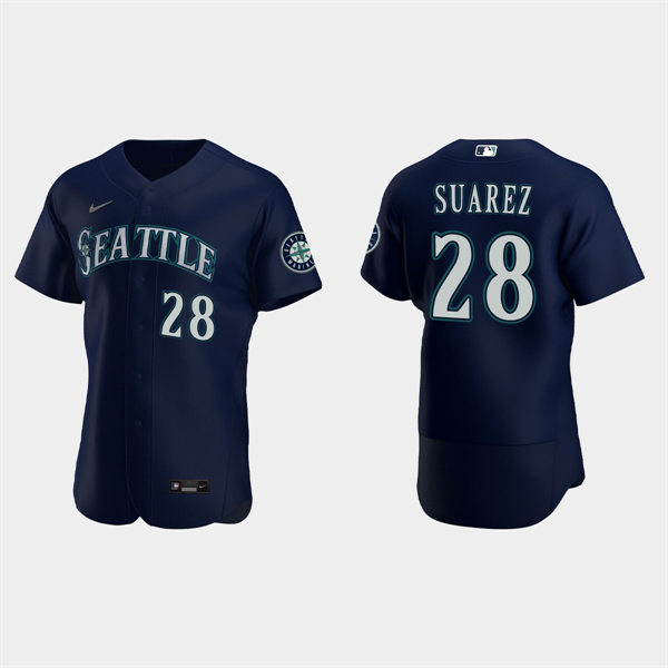 Men's Seattle Mariners #28 Eugenio Suarez Nike Navy Alternate FlexBase Player Jersey