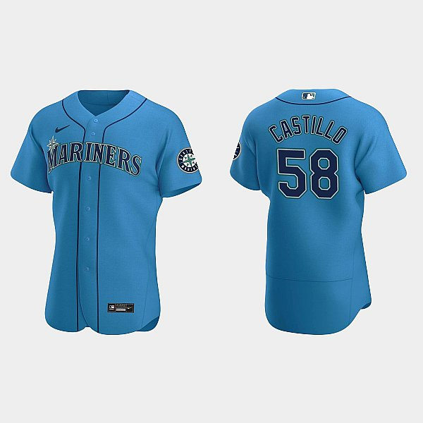 Men's Seattle Mariners #58 Luis Castillo Blue Alternate Flex Base Player Jersey