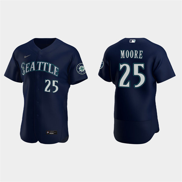 Men's Seattle Mariners #25 Dylan Moore Nike Navy Alternate FlexBase Player Jersey