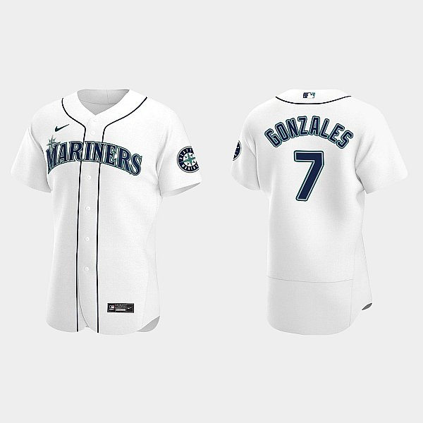 Men's Seattle Mariners #7 Marco Gonzales Nike White Home Flex Base Player Jersey