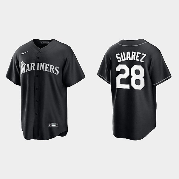 Men's Seattle Mariners #28 Eugenio Suarez Nike Black Collection Jersey