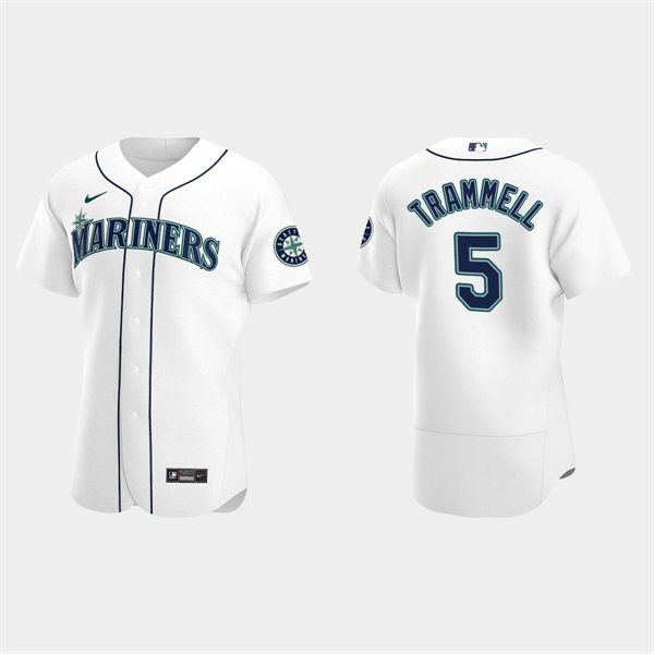 Men's Seattle Mariners #5 Taylor Trammell Nike White Home Flex Base Player Jersey