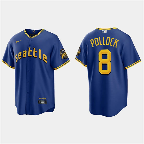 Men's Seattle Mariners #8 A.J. Pollock Nike 2023 City Connect Authentic Jersey - Royal