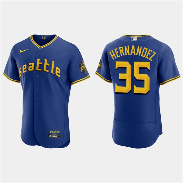 Men's Seattle Mariners #35 Teoscar Hernandez Nike 2023 City Connect Authentic Jersey - Royal