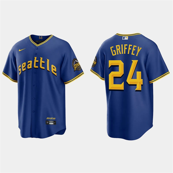 Men's Seattle Mariners Retired Player #24 Ken Griffey Jr. Nike 2023 City Connect Authentic Jersey - Royal