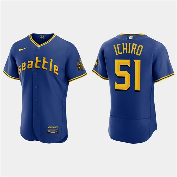 Men's Seattle Mariners Retired Player #51 Ichiro Suzuki Nike 2023 City Connect Authentic Jersey - Royal