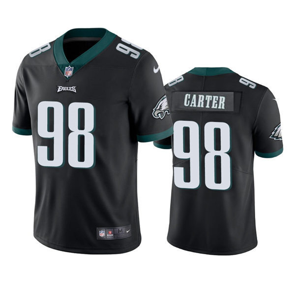 Mens Philadelphia Eagles #98 Jalen Carter Nike Black Vapor Limited Player Jersey