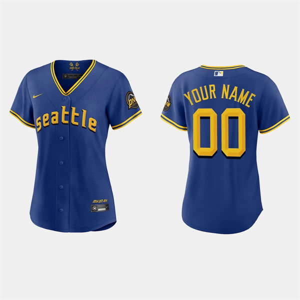 Women's Seattle Mariners Custom Nike Royal 2023 City Connect Replic Jersey