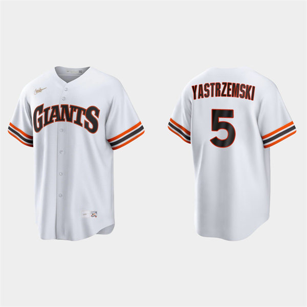 Mens Youth San Francisco Giants #5 Mike Yastrzemski Nike Home White Cooperstown Collection Jersey