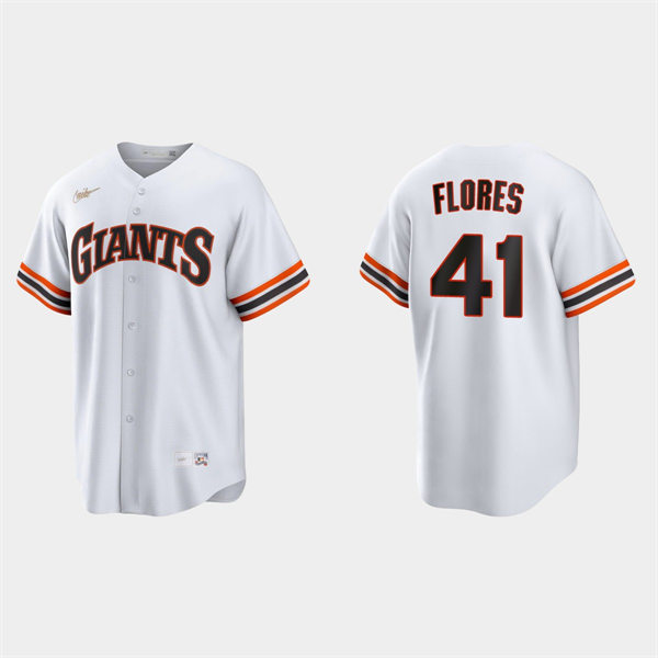 Mens Youth San Francisco Giants #41 Wilmer Flores Nike Home White Cooperstown Collection Jersey