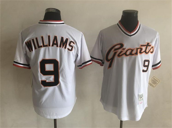 Mens San Francisco Giants #9 Matt Williams White Pullover Mitchell & Ness Cooperstown Throwback Jersey