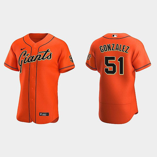 Mens Youth San Francisco Giants #51 Luis Gonzalez Nike Orange Alternate Flexbase Player Jersey