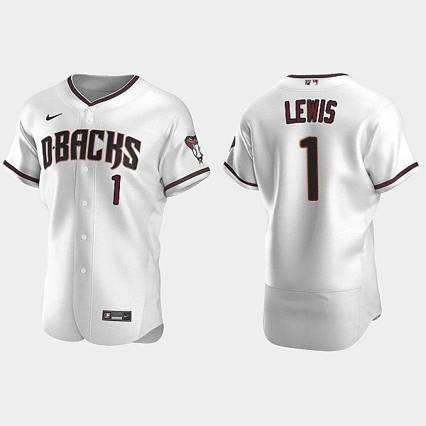 Mens Youth Arizona Diamondbacks #1 Kyle Lewis Nike Home White Crimson FlexBase Jersey