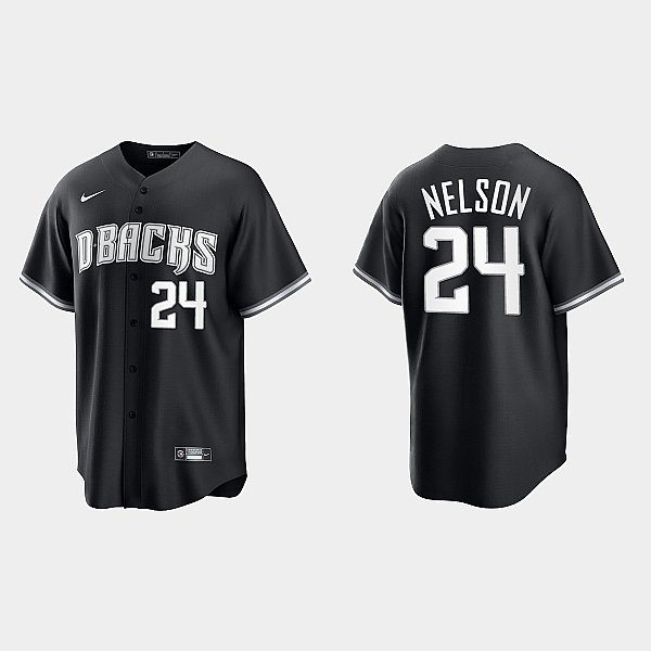Mens Youth Arizona Diamondbacks #24 Kyle Nelson Nike 2022 Black White Collection Jersey