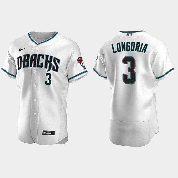 Mens Youth Arizona Diamondbacks #3 Evan Longoria Nike White Teal Alternate Flex Base Jersey