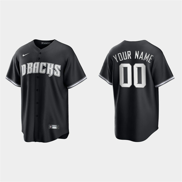 Mens Youth Arizona Diamondbacks Custom 2021 All Black Fashion Replica Jersey - Black White