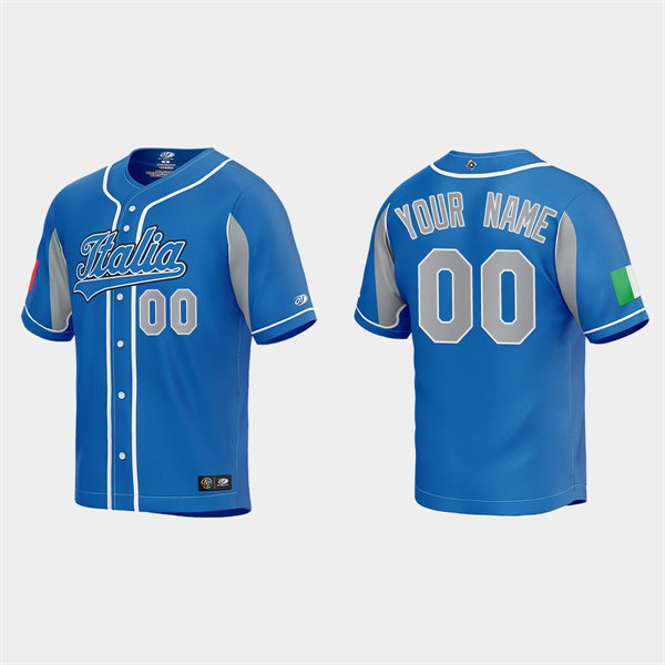 Mens Youth Custom Italy Baseball 2023 World Baseball Classic Jersey Royal