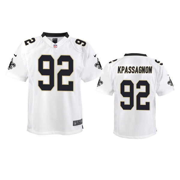 Youth New Orleans Saints #92 Tanoh Kpassagnon Nike White Limited Jersey