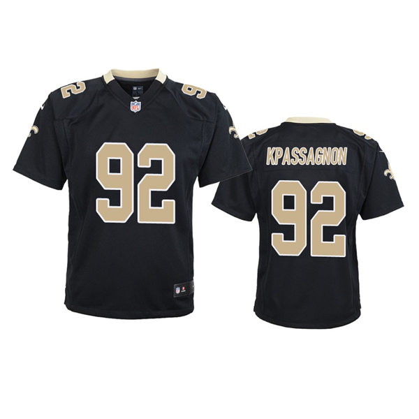 Youth New Orleans Saints #92 Tanoh Kpassagnon Nike Black Limited Jersey