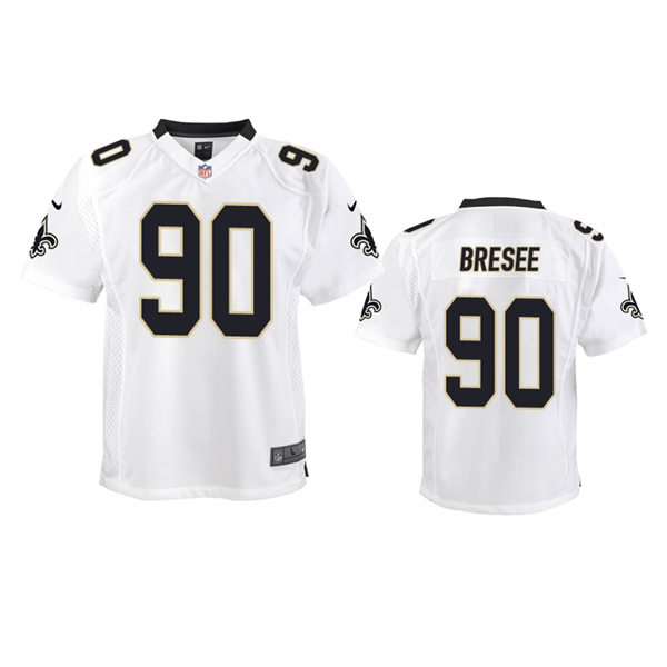 Youth New Orleans Saints #90 Bryan Bresee Nike White Limited Jersey