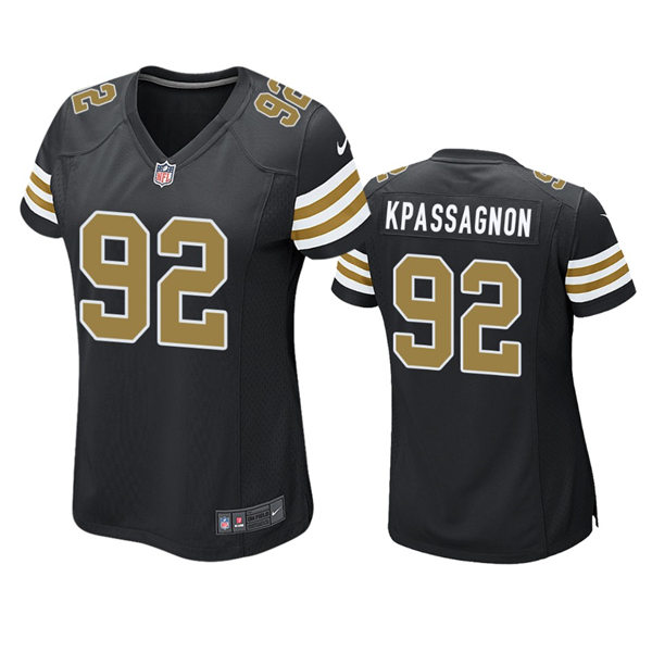 Womens New Orleans Saints #92 Tanoh Kpassagnon Nike Black Alternate Limited  Jersey