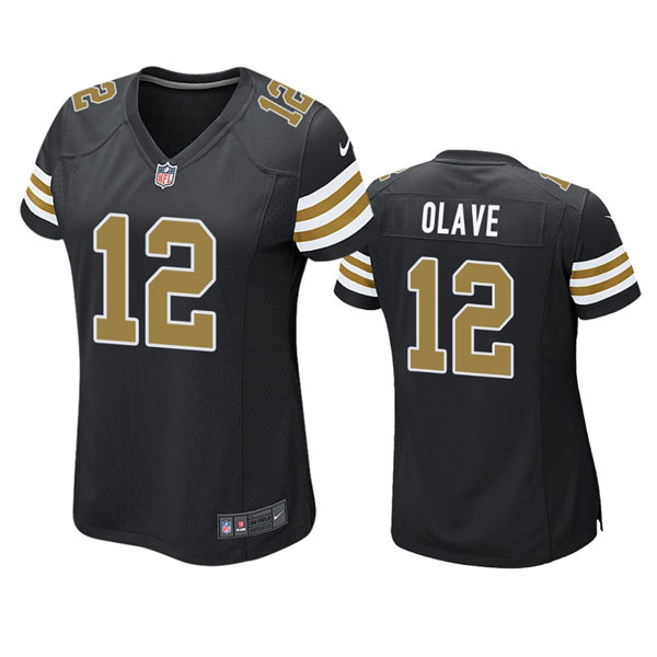 Womens New Orleans Saints #12 Chris Olave Nike Black Alternate Limited Jersey