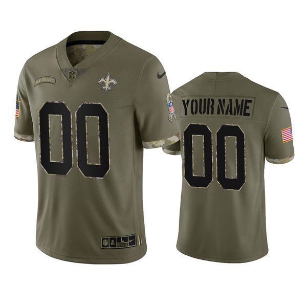 Men's New Orleans Saints Custom Olive 2022 Salute To Service Limited Jersey